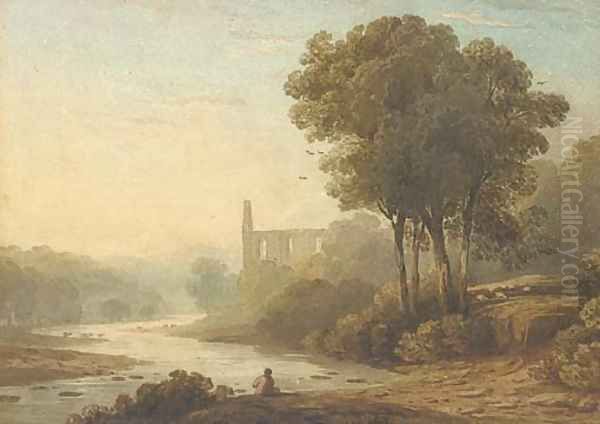 Bolton Abbey on the Wharfe, Yorkshire Oil Painting by John Varley