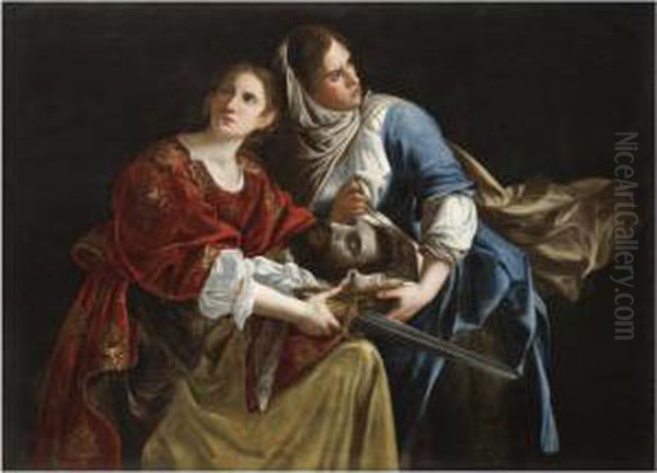 Judith And Her Maidservant With The Head Of Holofernes Oil Painting by Orazio Gentileschi