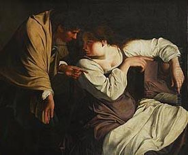 Marta Amonestando A Maria Por Su Vanidad Oil Painting by Orazio Gentileschi