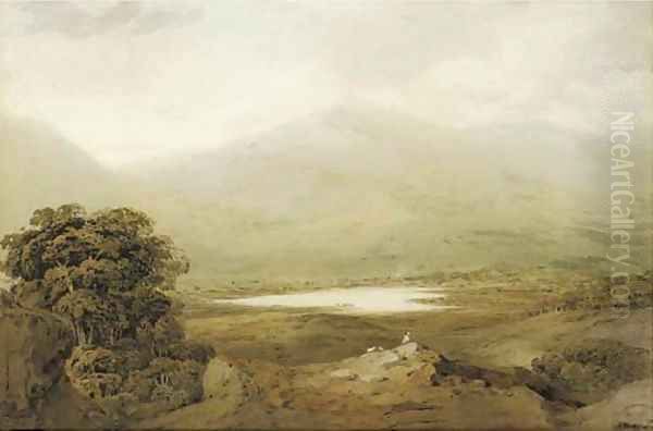 View of Snowdon, North Wales Oil Painting by John Varley