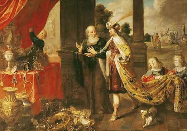 Ahasuerus Showing his Treasure to Mordecai Oil Painting by Claude Vignon