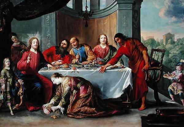 Christ in the House of Simon the Pharisee, c.1635 Oil Painting by Claude Vignon