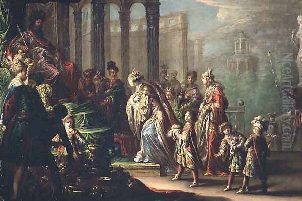 Solomon and the Queen of Sheba, or Esther before Ahasuerus, 1624 Oil Painting by Claude Vignon