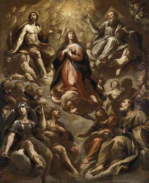 Assumption of the Virgin, Oil on canvas, 78 x 63 cm Oil Painting by Andrea Vaccaro