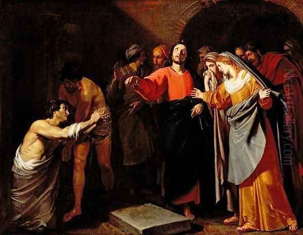 The Raising of Lazarus, c.1630 Oil Painting by Andrea Vaccaro