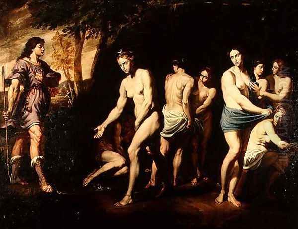 Diana and her Nymphs Surprised by Actaeon Oil Painting by Andrea Vaccaro