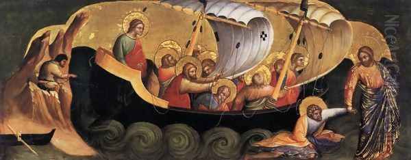 Christ Rescuing Peter from Drowning c 1370 Oil Painting by Lorenzo Veneziano