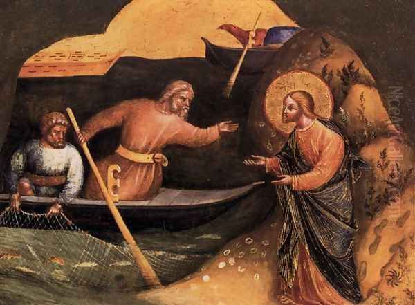 Calling of the Apostles Peter and Andrew c 1370 Oil Painting by Lorenzo Veneziano