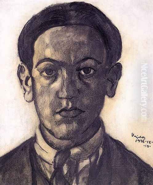 Self-portrait with Necktie 1925 Oil Painting by Lajos Vajda