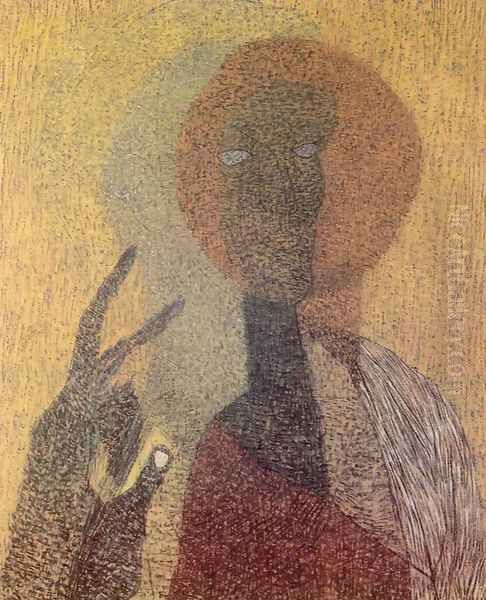 Self-portrait with Hold-up Icon 1936 Oil Painting by Lajos Vajda