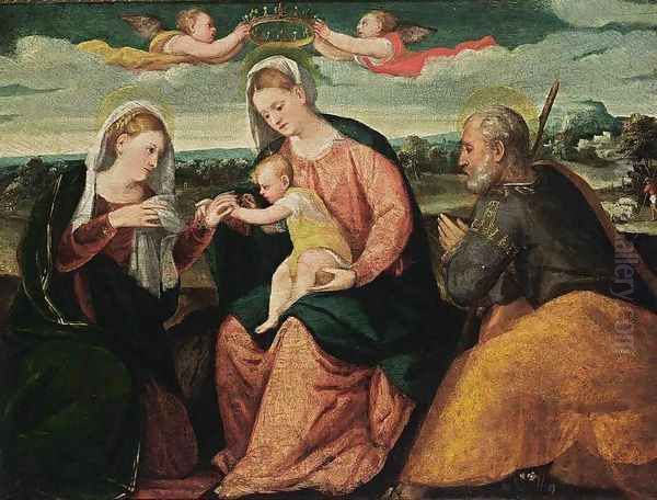 The Mystic Marriage of St Catherine c. 1545 Oil Painting by Bonifacio Veronese (Pitati)