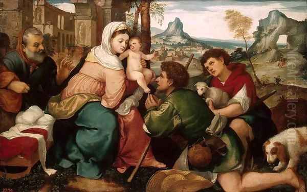 Adoration of the Shepherds Oil Painting by Bonifacio Veronese (Pitati)