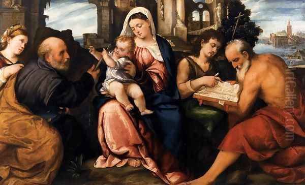 Virgin and Child with Saints Oil Painting by Bonifacio Veronese (Pitati)