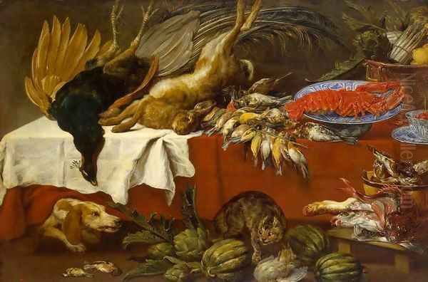 Still-Life with Dead Game and Lobster Oil Painting by Paul de Vos