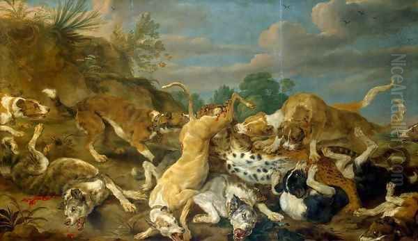 The Leopard Hunt Oil Painting by Paul de Vos