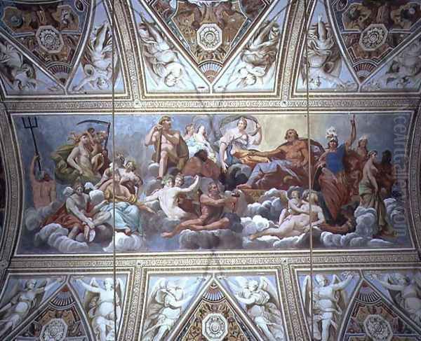 The Gods on Olympus, ceiling painting Oil Painting by Antonio Maria Viani