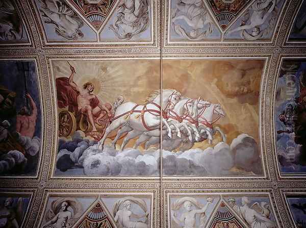 The Sun God driving his chariot across the sky, ceiling painting Oil Painting by Antonio Maria Viani