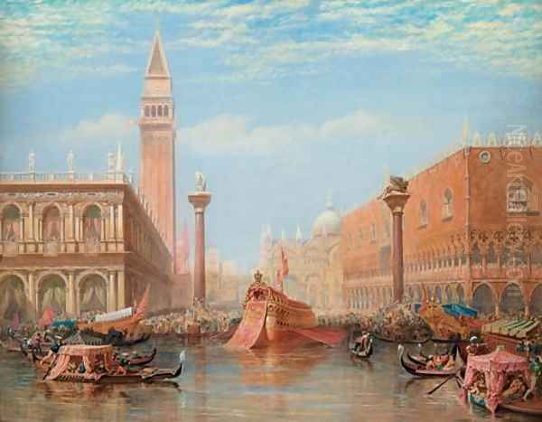 The Fete of the Marriage of the Adriatic, Venice Oil Painting by Charles Vacher