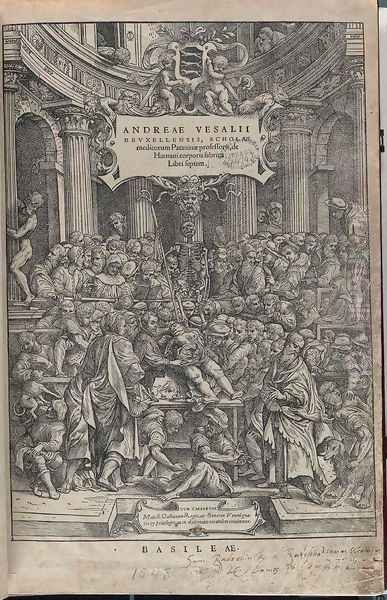 Title page 1543 Oil Painting by Andreas Vesalius