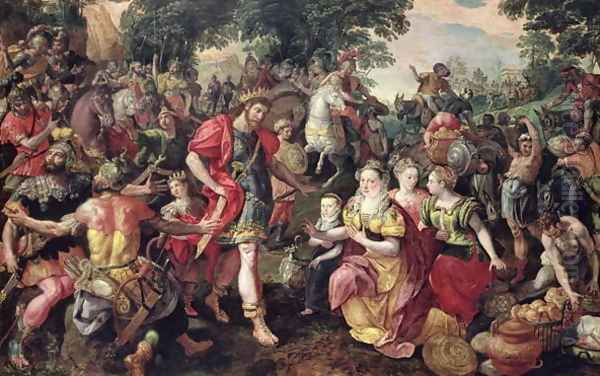 David and Abigail or Alexander and the Family of Darius Oil Painting by Maarten de Vos