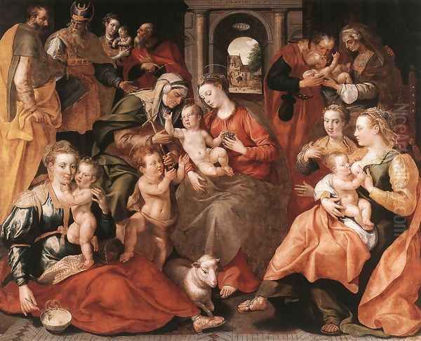 The Family of St Anne 1585 Oil Painting by Maarten de Vos