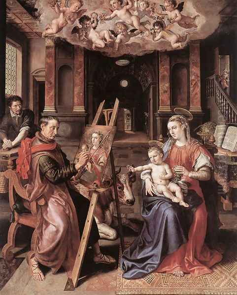 St Luke Painting the Virgin Mary 1602 Oil Painting by Maarten de Vos