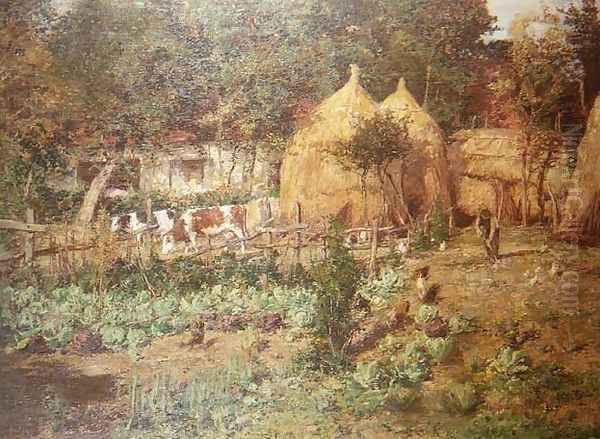 The Haystacks Oil Painting by Isidore Verheyden