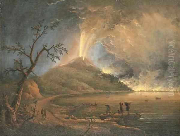 Vesuvius erupting at night Oil Painting by Pierre-Jacques Volaire