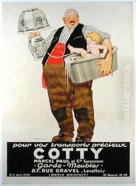 Poster advertising the Cotty Moving Co. Oil Painting by Rene Vincent