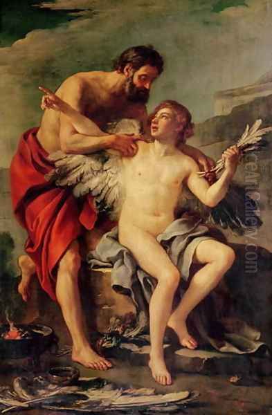 Daedalus Attaching Icarus Wings, c.1754 Oil Painting by Joseph-Marie Vien