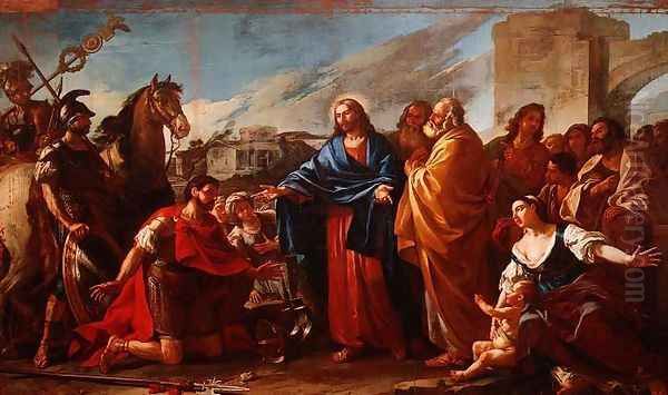 The Centurion Kneeling at the Feet of Christ or, Jesus Healing the Son of an Officer, 1752 Oil Painting by Joseph-Marie Vien