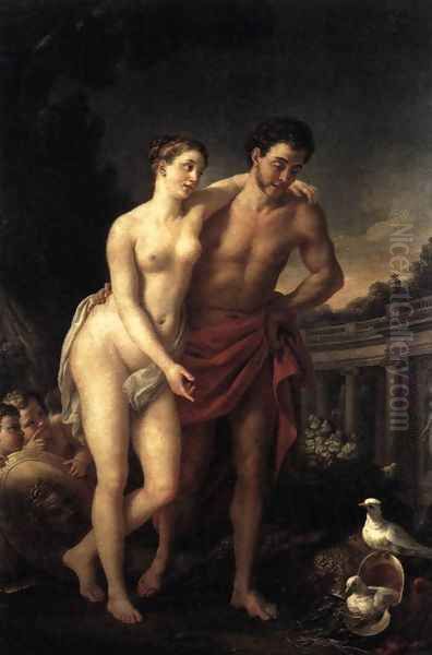 Venus Showing Mars her Doves Making a Nest in his Helmet 1768 Oil Painting by Joseph-Marie Vien