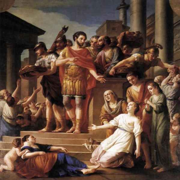 Marcus Aurelius Distributing Bread to the People 1765 Oil Painting by Joseph-Marie Vien