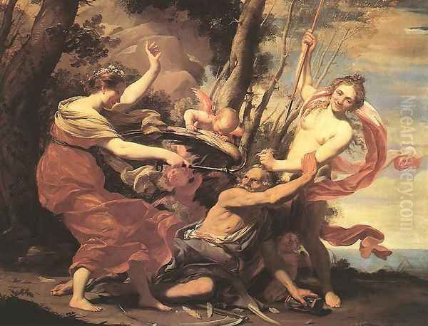 Father Time Overcome by Love, Hope and Beauty 1627 Oil Painting by Simon Vouet