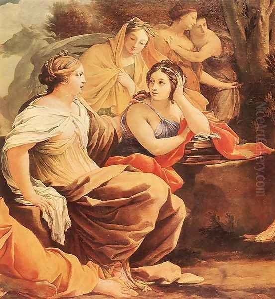 Parnassus or Apollo and the Muses (detail-2) c. 1640 Oil Painting by Simon Vouet