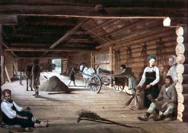 The Threshing Floor, 1821 Oil Painting by Aleksei Gavrilovich Venetsianov