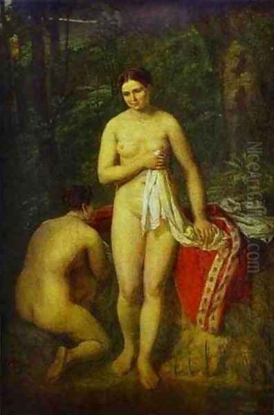 Bather 1820-1830 Oil Painting by Aleksei Gavrilovich Venetsianov