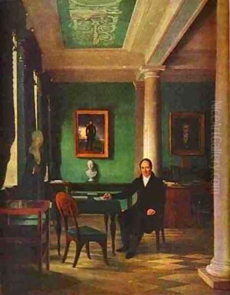 Portrait Of The State Chancellor Of The Internal Affairs Prince Victor Pavlovich Kochubey In His Study 1831-1834 Oil Painting by Aleksei Gavrilovich Venetsianov