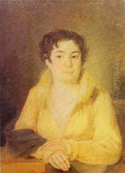 Portrait Of Lubov Stromilova 1820-21 Oil Painting by Aleksei Gavrilovich Venetsianov