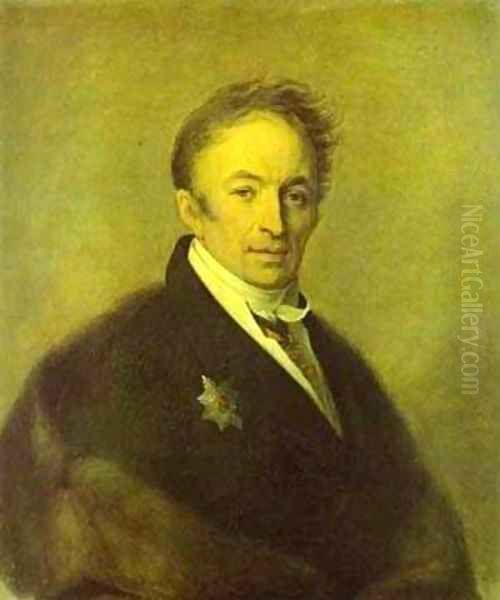 Portrait Of Nikolay Karamzin 1828 Oil Painting by Aleksei Gavrilovich Venetsianov