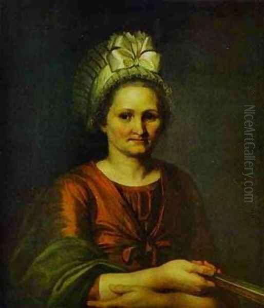 Portrait Of Artists Mother 1801 Oil Painting by Aleksei Gavrilovich Venetsianov