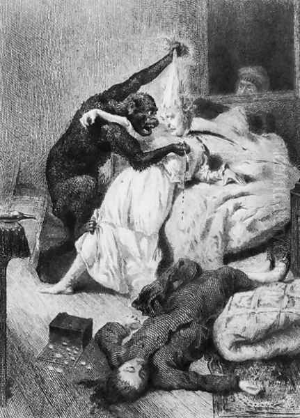 Illustration for The Murders in the Rue Morgue by Edgar Allan Poe 1809-49 engraved by Eugene Michel Abot 1836-94 Oil Painting by Daniel Urrabieta Vierge