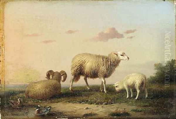 A family of sheep Oil Painting by Franz van Severdonck