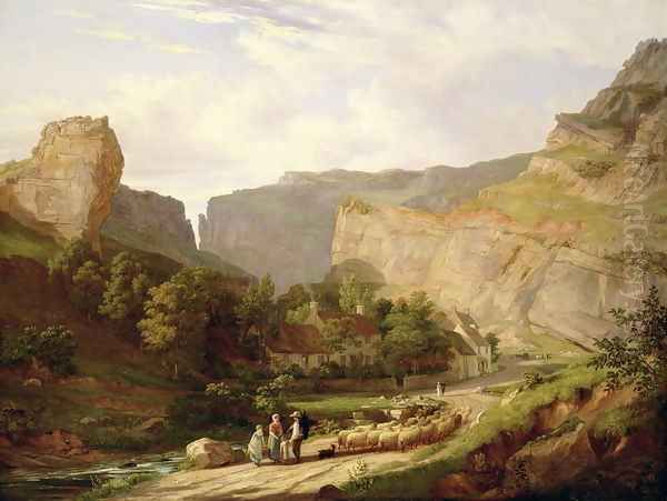 A View of Cheddar Gorge Oil Painting by George Vincent