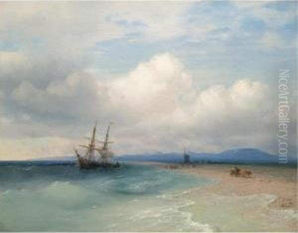 Shipping Along The Crimean Coast Oil Painting by Ivan Konstantinovich Aivazovsky