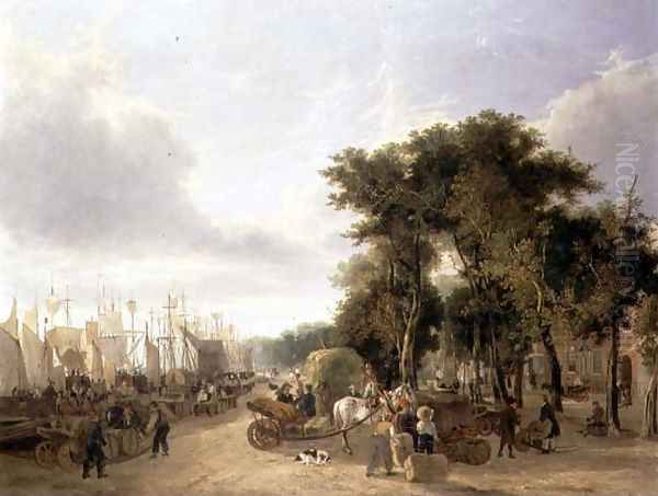 Yarmouth Quay, 1823 Oil Painting by George Vincent