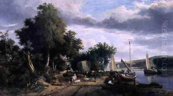 View on the River Yare Near Norwich Oil Painting by George Vincent