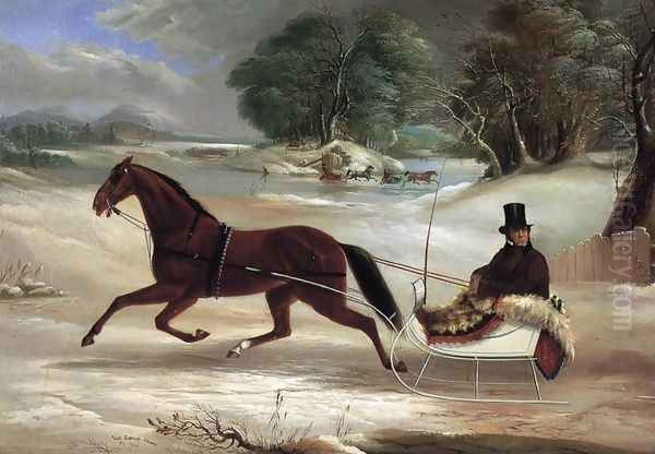 Judge Van Aernum in His Sleigh Oil Painting by Thomas Kirby Van Zandt