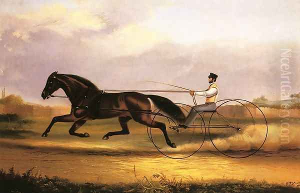 A Fast Trotter Oil Painting by Thomas Kirby Van Zandt