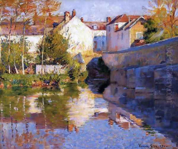 Beside the River (Grez) Oil Painting by Robert William Vonnoh